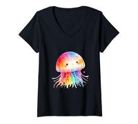 Mujer Jellyfish Cute Kawaii Camiseta Cuello V