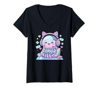 Mujer Jellyfish Playing Video Game Marine Sea Jellies Gamers Camiseta Cuello V