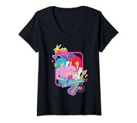 Mujer Jem and The Holograms Pop-Rock Band Portrait Guitar Icon Camiseta Cuello V