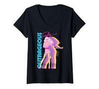 Mujer Jem and The Holograms Truly Outrageous Jem Silhouettes Retro Camiseta Cuello V