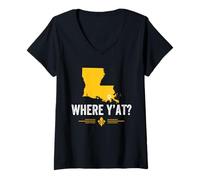 Mujer Jerga o Nola de Nueva Orleans para ¿Dónde y en? Camiseta Cuello V