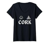 Mujer Jersey celta gaélico de corcho Camiseta Cuello V