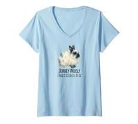 Mujer Jersey Wooly Rabbit 3 Libras de Actitud en un Abrigo de Piel Camiseta Cuello V