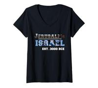 Mujer Jerusalén Israel estableció 3000 a. C. Ciudad Santa Histórica Camiseta Cuello V
