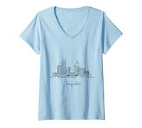Mujer Jerusalén Israel Horizonte Viaje Souvenirs Negro Paisaje Urbano Camiseta Cuello V