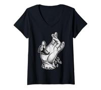 Mujer Jesucristo Clavo a través de la Mano Cristiano Crucificado Camiseta Cuello V