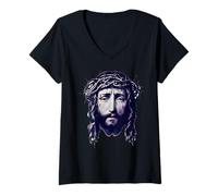 Mujer Jesucristo Corona de Espinas Nuevo Testamento Dios Evangelio Camiseta Cuello V