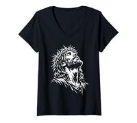 Mujer Jesucristo Cristiano Creyente Iglesia de Fe Religiosa Camiseta Cuello V