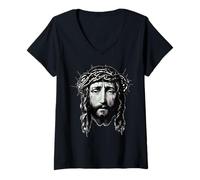 Mujer Jesucristo Dios Corona de Espinas Nuevo Testamento Evangelio Camiseta Cuello V