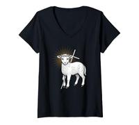 Mujer Jesucristo el Cordero de Dios Agnus Dei Camiseta Cuello V