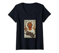 Mujer Jesucristo El Salvador Icono Ortodoxo Oriental Camiseta Cuello V