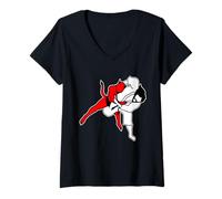 Mujer Jesucristo lanza Satanás Jiu-Jitsu MMA Blackwork Camiseta Cuello V