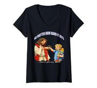 Mujer Jesucristo no Importa lo difícil Que se ponga Jesús te respalda Camiseta Cuello V