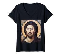 Mujer Jesucristo Pantocrátor Icono Monasterio de Santa Catalina Camiseta Cuello V
