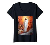 Mujer Jesucristo predicando a los Espíritus en el Infierno de la cárcel Camiseta Cuello V