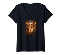 Mujer Jesucristo Última Cena Doce Apóstoles Sagrada Comunión Camiseta Cuello V