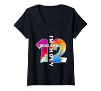 Mujer Jesucristo YO Soy 12 AÑOS DE JESÚS 12 DÍAS DE Nacimiento Camiseta Cuello V
