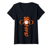 Mujer JESUS 50 YEARS CHILD OF GOD BASKETBALL 50 Camiseta Cuello V