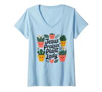 Mujer Jesús alabando a la dama de la planta - planta de amantes de Camiseta Cuello V