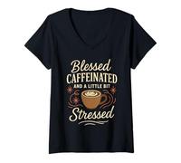 Mujer Jesús Café Caos Cristiano Mamá Oración Cafeína Gracia Camiseta Cuello V
