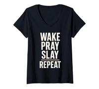 Mujer Jesús Café Caos Cristiano Mamá Oración Cafeína Gracia Camiseta Cuello V