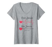 Mujer Jesus Christ Cross Bible Verse Sayings Christian Devotion Camiseta Cuello V