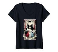 Mujer Jesús Confio en Ti Divina Misericordia Santa Faustina Católica Camiseta Cuello V