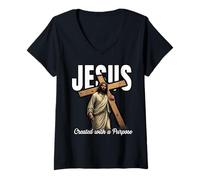 Mujer Jesús creó con un propósito Creyentes en la fe Camiseta Cuello V