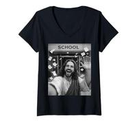 Mujer Jesús Cristiano Religioso Último Día De Escuela Divertido Selfie Camiseta Cuello V