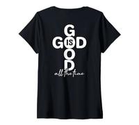 Mujer Jesús, Cruz, Dios bendiga la Biblia, la fe, Dios es bueno todo el tiempo Camiseta Cuello V