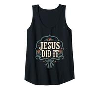 Mujer Jesus Did It - Arco Floral de fe Cristiana Camiseta sin Mangas