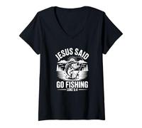 Mujer Jesús Dijo IR a Pescar Lucas 5:4 Cristiano Camiseta Cuello V