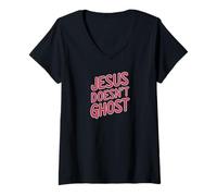 Mujer Jesus Doesn’t Ghost Funny Faith Design Christian Humor tee Camiseta Cuello V