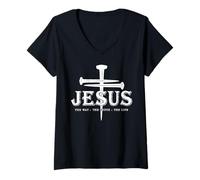 Mujer Jesús El Camino La Verdad La Cruz De La Vida Uñas Camiseta Cuello V