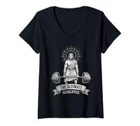 Mujer Jesús el Mejor Peso Muerto Christian Gym Faith Workout Camiseta Cuello V