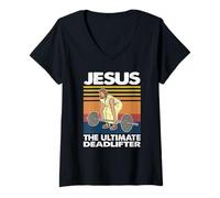 Mujer Jesús el último Levantador de Muertos Vintage Camiseta Cuello V