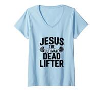 Mujer Jesús El Último Levantador Muertos Fiel Fitness Camiseta Cuello V