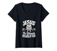 Mujer Jesús El Último Levantador Potente Gimnasio Camiseta Cuello V