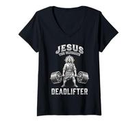 Mujer Jesús, El Último Meme De Deadlifter Gym Camiseta Cuello V