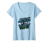 Mujer Jesús Es El Camino Futurista Digital Camiseta Cuello V