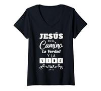 Mujer Jesus es el Camino la Verdad y La Vida, Christian Quote Camiseta Cuello V