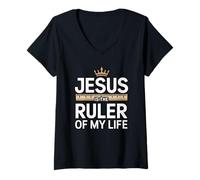 Mujer Jesús es el gobernante de mi Vida Camiseta Cuello V
