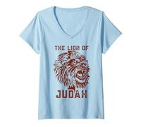 Mujer Jesús es el León de Judá Desde Génesis hasta Apocalipsis Camiseta Cuello V