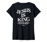 Mujer Jesús es el Rey Jesús Juan 14:6 Disfraz Cristiano (en la Parte Posterior) Camiseta Cuello V