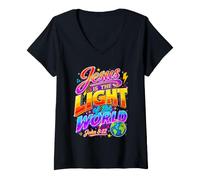 Mujer Jesús es la luz del Mundo - Vacation Bible School Camiseta Cuello V