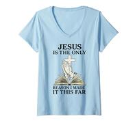 Mujer Jesús es la única razón por la Que llegué Tan lejos Cita Religiosa Camiseta Cuello V
