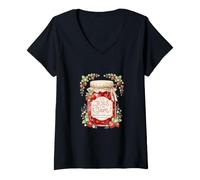 Mujer Jesús es mi Mermelada Fresa Fe Amor Arte Cristiano Camiseta Cuello V