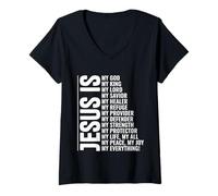Mujer Jesús es mi Todo fe Cristiana inspiradora Camiseta Cuello V