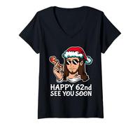 Mujer Jesús Feliz 62nd B-Day te Veo Pronto Divertido Partido sarcástico Camiseta Cuello V