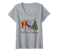 Mujer Jesús Feliz Navidad Natividad Los Cristianos aman a Cristo Camiseta Cuello V